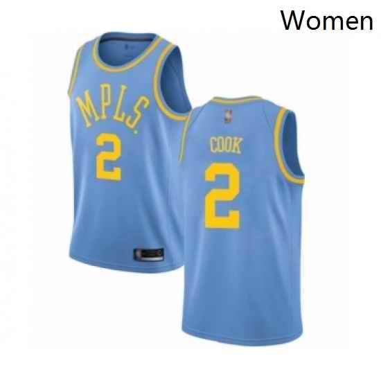 Womens Los Angeles Lakers 2 Quinn Cook Authentic Blue Hardwood Classics Basketball Jersey